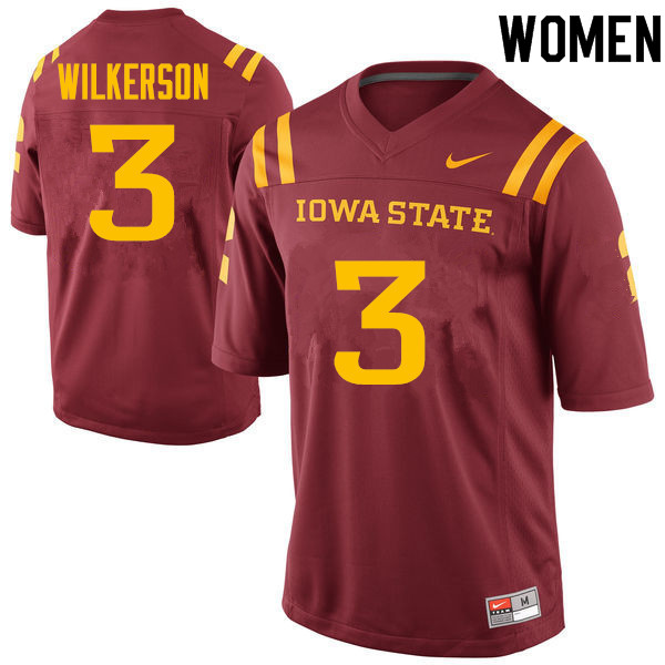 Women #3 Reggie Wilkerson Iowa State Cyclones College Football Jerseys Sale-Cardinal